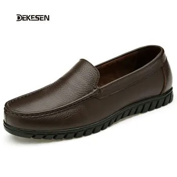 Dekesen Men's Genuine Leather Shoes Business Dress Moccasins Flats Slip On Men's Casual Shoes Lace-Up Dress Men Shoes 38-47 8088