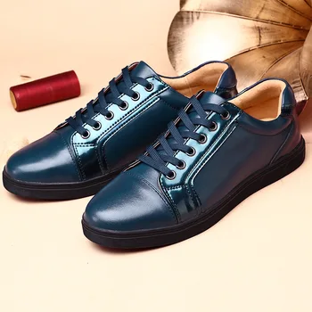 New Fashion Genuine Leather Men Shoes Male Sapatos Men Flats Casual Shoes Black Blue Size 38-44