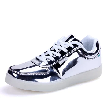 Lover Led Sneakers Light Up Flashing Shoes Glazed leather Upper TPR Sole Summer Casual Shoe Girls boys USB Rechargeable Light