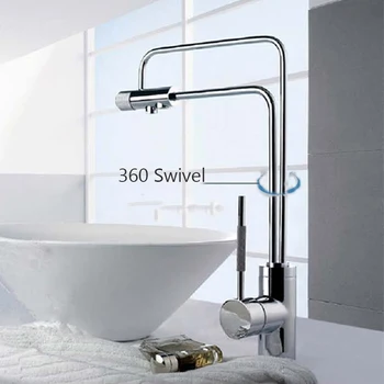YANKSMART 360 Swivel Kitchen Faucet Deck Mounted Single Handle Swivel Spout Two Spouts Hot & Cold Water Mixer Single Handle