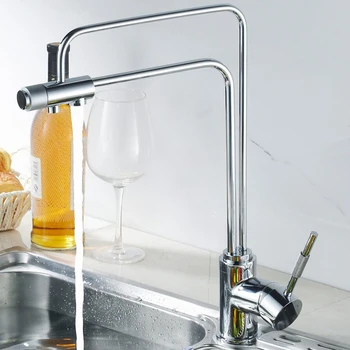 YANKSMART 360 Swivel Kitchen Faucet Deck Mounted Single Handle Swivel Spout Two Spouts Hot & Cold Water Mixer Single Handle