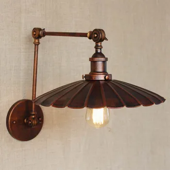 Europe industrial adjustable style antique rust wall lamp E27 swing arm wall lighting for workroom Bathroom Vanity bar cafe