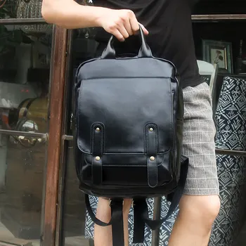 Fashion School Bag For Men Laptop Backpack Leather Book Bag For Teenagers Casual Daypacks Backpack Rucksack