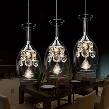 1/3 heads lamps restaurant crystal Pendant Lights single LED restaurant small glass Pendant lamps