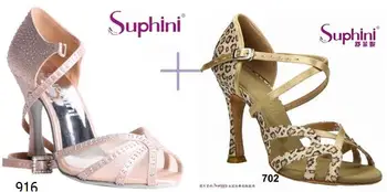 Model702+Model916) Crystal Pink Satin Latin Dance Shoes Dance Shoes