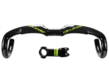 CALLANDER carbon road handlebar 3k glossy TT handlebar bike parts bicycle Cycling bicycle accessories 31.8*420mm with 90mm stem