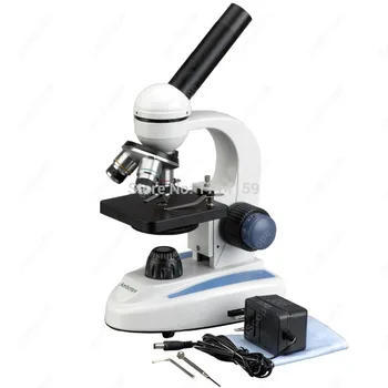 AmScope 40X-1000X LED Cordless Student Compound Microscope with Coarse & Fine Focusing, Metal Framework and Optical Glass Lens