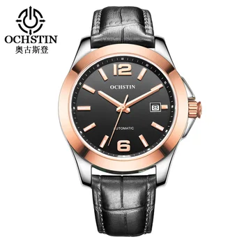 OCHSTIN 2016 Luxury Mens Automatic Mechanical Watch Sapphire Big Dial Men Date Watch Military Black Leather Luminous Sport Watch