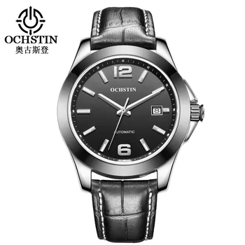 OCHSTIN 2016 Luxury Mens Automatic Mechanical Watch Sapphire Big Dial Men Date Watch Military Black Leather Luminous Sport Watch