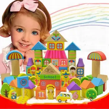 190PCS/Set Spark Create Imagine Wooden Building Blocks Toy Construction Rainbow Colored Child assembled Intelligence Toys