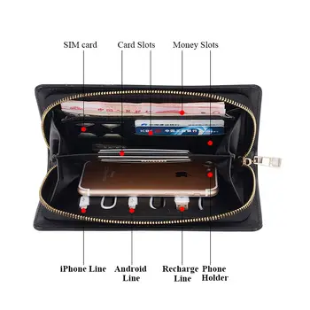 Multifunction Long Wallet with 6000 mAh Power Bank Handbags Men Wallets Novel Gift Women Wallets Customized Gift 2017 Fashion