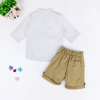 Fashion Children Boys Clothing Set White Shirt + Short Pants 2pcs Summer Baby Boys Clothes Set 2-6 Kids Costume Suit for boys
