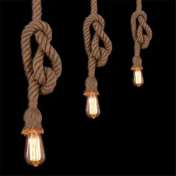 2018 new modern Retro Vintage Rope Pendant Light 500cm 2bulb Lamp Loft Creative Personality Industrial Lamp American Style