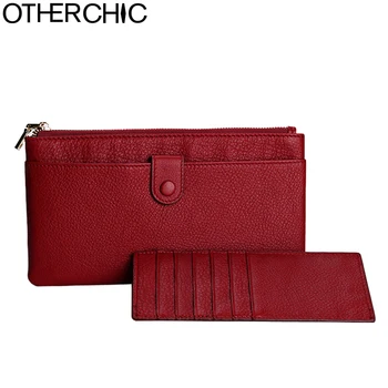 OTHERCHIC Genuine Leather Wallets Women Zip Vintage Roomy Wallet Women Purse Long Phone Wallet Card Holder Purses 7N03-49