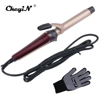 Professional Magic Tourmaline Ceramic 25mm hair curler roller curling iron LCD Display Hair styling Tool+heating resistant glove