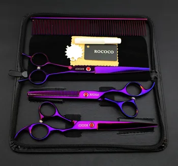 7.0 inch Pet Grooming three scissors one set, cutting scissor,thinning scissors, Curved Blade Hair Scissors