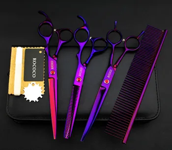 7.0 inch Pet Grooming three scissors one set, cutting scissor,thinning scissors, Curved Blade Hair Scissors