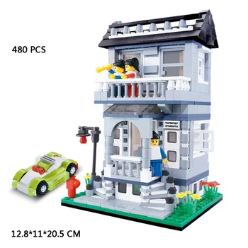 City Street view fashion house Double deck luxury villa sport car building block lover Family bricks figures com.Withlego toys