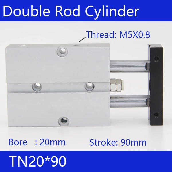 TN20*90 20mm Bore 90mm Stroke Compact Air Cylinders TN20X90-S Dual Action Air Pneumatic Cylinder