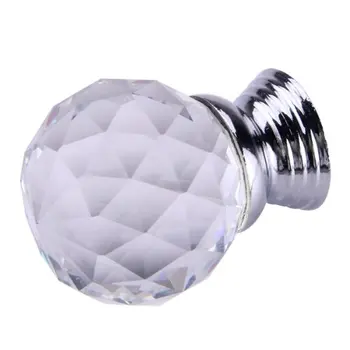 WSFS TOP! Clear Round Crystal Glass Cabinet Drawer Door Pull Knobs Handles 30mm