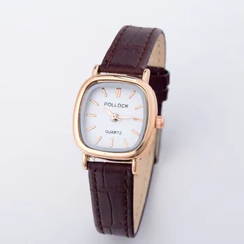 Luxury Classic Rate Brand Gold Silver Genuine Leather women watch square Casual quartz wrist watches Fashion ladies dress watch