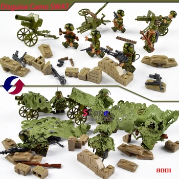6pcs world war swat Military Soldier Weapon Guns building blocks lepin action sets model bricks Baby toys for children
