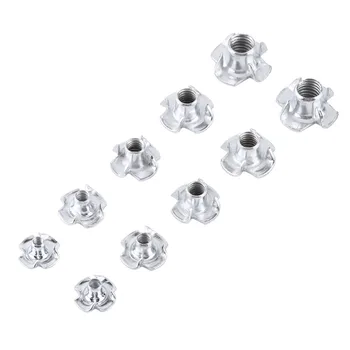90pcs Carbon Steel M3/M4/M5/M6/M8 Four Pronged T Nuts Blind Inserts Nut for Wood Furniture