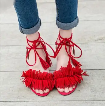 WZV 2017 design Gladiator High Heel Sandals Lady Sexy Tassel Sandals Shoes Women Strappy Open Toe Summer Dress Party Shoes Q33