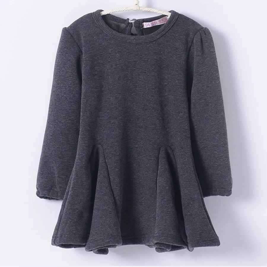 Fall winter cotton thickening poly spun velour long-sleeved pleated dress Children Kid Girls Dress Girl Clothing Kids Clothes