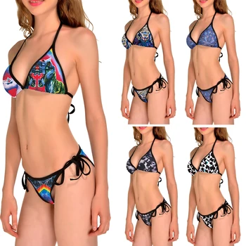 5 Patterns New Animal Cat Horse Printing Cute blue Biquine Sexy Craw Black Sexy Bathing Suits