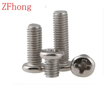 1000pcs M1 steel with nickel phillips round pan head machine screw length 2mm to 6mm