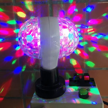 E27 DJ Club Disco Light Stage Light Commercial Lighting Colorful LED Magic Ball Light Double Balls Auto Rotating RGB Crystal