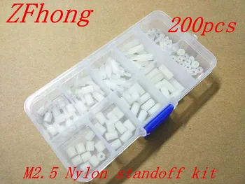 200PCS M2.5 White Nylon Standoff Spacer Nut Screw Kit M2.5*6/8/10/12