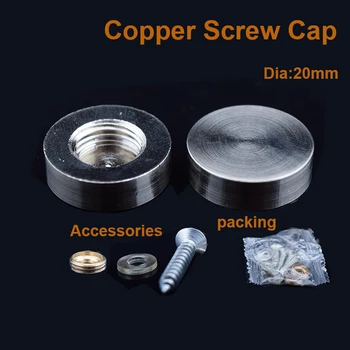 DHL 20mm Diameter standoff caps copper screw covers 200sets/lot satin brushed