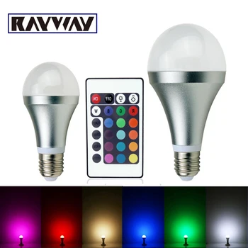 Rayway 3W 10W RGB E27 16 Colors LED Light Bulb Lamp Spotlight Led Lighting Bulb 85-265V Spotlight + IR Remote Control bar light
