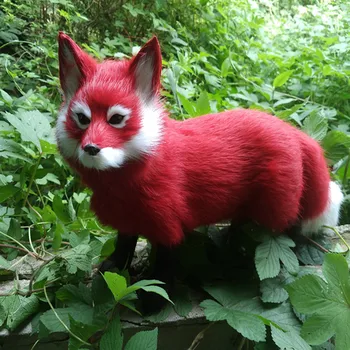 Simulation red Fox toy handicraft lifelike standing firefox doll gift about 35x22cm