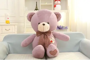 Lovely purple teddy bear toy plush bow teddy bear heart bear doll gift about 80cm