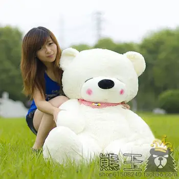 Lovely huge bear toy plushed toy cute sleeping stuffed bear toy teddy bear white colour gift 120cm