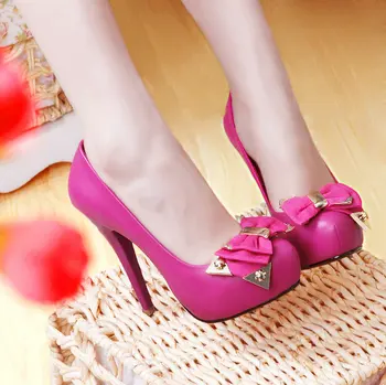 Spring/Autumn round Toe 12cm thin heels pumps pu leather sexy wedding woman shoes black beige red high heel shoes
