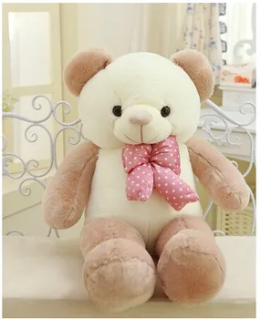 Lovely new plushed Teddy bear toy stuffed light brown teddy bear with bow birthday gift about 100cm