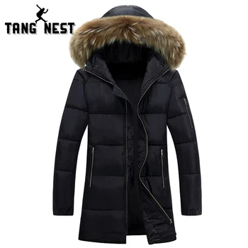 TANGNEST Mid-length 2017 Fur Hooded Warm Slim Fit Casual Parka Winter Thick Male Asian Size Coat MWM1426