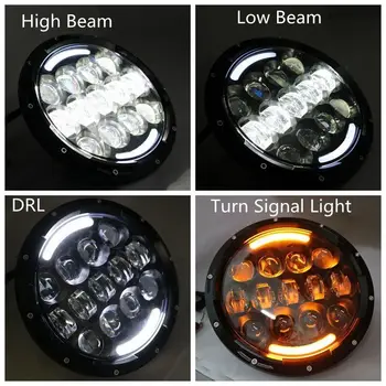 2 PCS 7inch 105W LED Projector Headlight For Jeep Wrangler JK/TJ/LJ/CJ Harley Davidson H4 H13 With DRL and angel eyes
