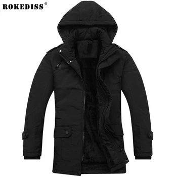 ROKEDISS men's casual thick outwear overcoat Winter jacket Men Windproof Hood parka mens jackets and coats windbreaker W024