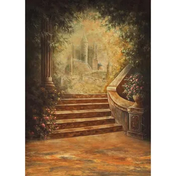 Anticrease fleece fantistic tale story setting stairs photography backdrops for children photographic backgrounds props S-1253-A