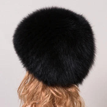 Russian Fox Fur Princess Hat Real Fox Fur Hat White Black Ladies Winter Headgear Russian Outdoor Winter Warm Mongolia Cap