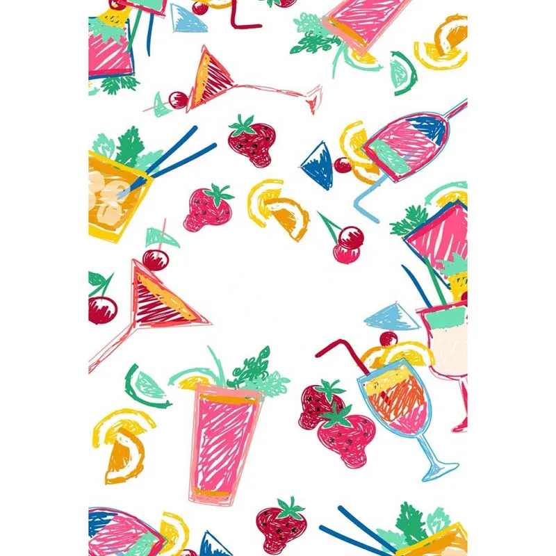 Fleece children graffiti fruit and cup photography backdrop for photo sdio photographic backgrounds props S-1265-A