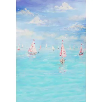 Anticrease washable digital cloth sailboat photography backdrops for newborn baby photographic backgrounds props S-1200-A