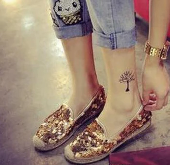 2017 newest bling bling glitter embellished flat shoes round toe rope braided casual shoes comfortable loafers white gold silver