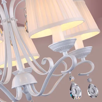 LED European Modern Crystal Chandelier 220v White Glass Chandeliers for The Bedroom E14 Fashion Iron Ceiling Lights