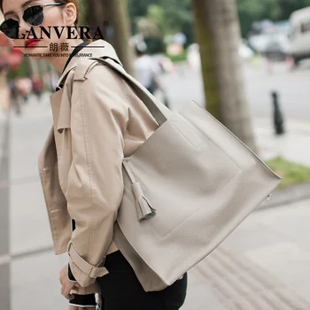 Simple Style Fashion Brand Design Women Handbag Genuine Leather High Capacity Shoulder Bag Women Casual Totes Lady Shopping Bag
